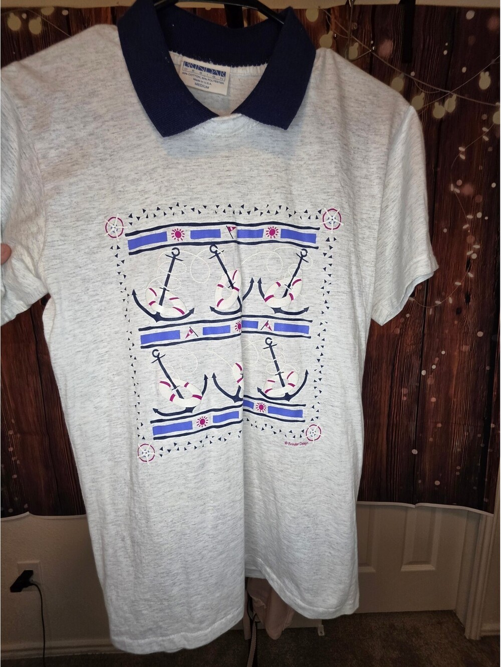 Brindar Design Medium Polo Shirt with Anchor Nautical Print
